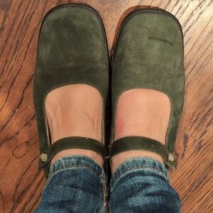 Zara Forest Green Mary Jane Flats